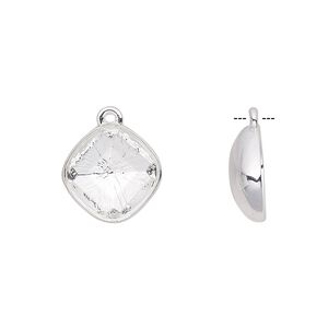 Drop, Almost Instant Jewelry®, silver-plated "pewter" (zinc-based alloy), 14x14mm with 12x12mm cushion setting. Sold individually.