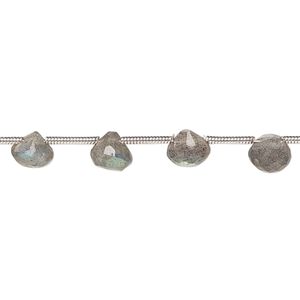 Labradorite 1pkg16, hand-cut top-drilled faceted teardrop bead natural 6x4mm-7x7mm