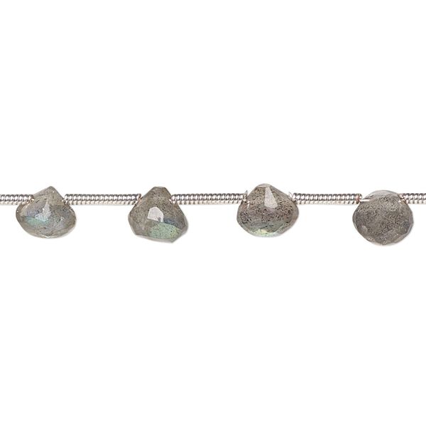 Labradorite 1pkg16, hand-cut top-drilled faceted teardrop bead natural 6x4mm-7x7mm image number 0