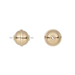 Bead, gold-plated carbon steel, 10mm rimmed round. Sold per pkg of 20.