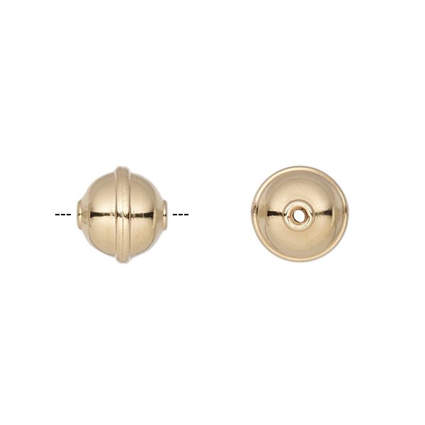 Bead, gold-plated carbon steel, 10mm rimmed round. Sold per pkg of 20. image number 0