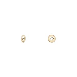 Bead, 14Kt gold, 4.5x2.5mm smooth saucer. Sold per pkg of 10.