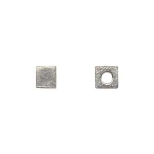 Bead, pewter (tin-based alloy), 6mm blank cube. Sold per pkg of 4.