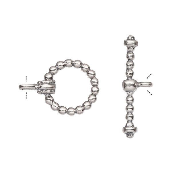 Clasp toggle 1pkg1 sterling silver, 14mm round, 1-strand image number 0