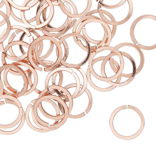 Jump ring, copper, 10mm hand-cut round square wire, 7.8mm inside diameter, 18 gauge. Sold per pkg of 50. image number 0