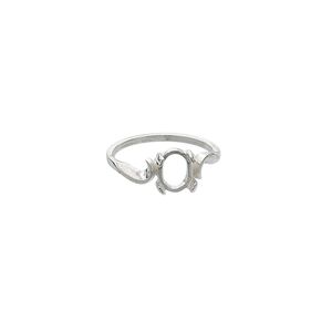 Ring, sterling silver, swirl band with 8x6mm 4-prong oval setting, size 7. Sold individually.