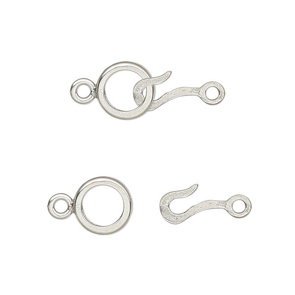 Clasp, hook-and-eye, sterling silver, 17x8.5mm. Sold individually. image number 0