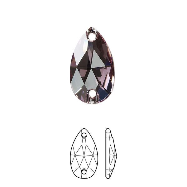 Sew-on 2pk light amethyst foil back, Crystal Passions® 18x10.5mm pear 3230 image number 0