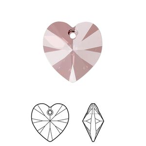 Drop 2pk crystal antique pink, Crystal Passions® 18mm pendant heart 6228