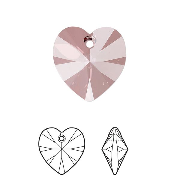 Drop 2pk crystal antique pink, Crystal Passions® 18mm pendant heart 6228 image number 0