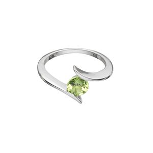 Ring, sterling silver with peridot (natural), 6mm faceted round, size 7. Sold individually.