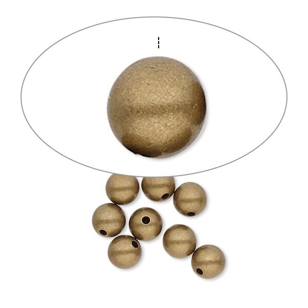Bead end, antique gold-plated brass, 5mm half-drilled round. Sold per pkg of 100. image number 0