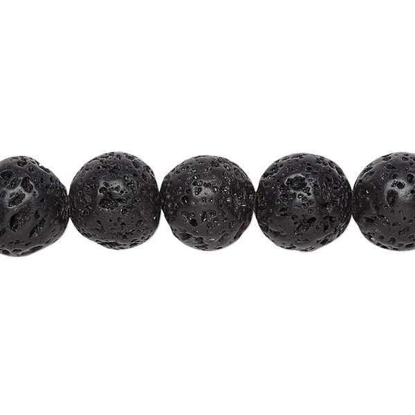 Bead, lava rock (waxed), 10mm round, B grade, Mohs hardness 3 to 3-1/2. Sold per 15-1/2" to 16" strand. image number 0