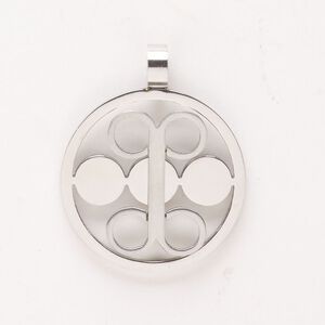 Pendant, gunmetal-finished brass, 25mm round with circles design. Sold individually.