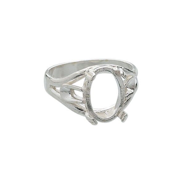 Ring, sterling silver, 14x10mm 4-prong oval setting, size 10. Sold individually. image number 0