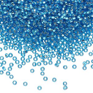 Seed bead, Preciosa Ornela Czech glass, pkg/500g, #11 rocaille, transparent silver-lined sea blue, (67150).