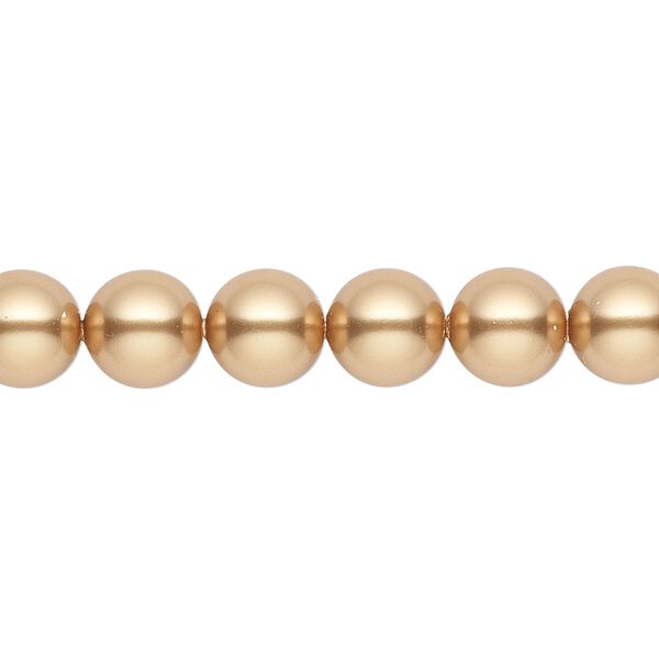Pearl 50pk bright gold, Crystal Passions® 8mm round 5810 image number 0