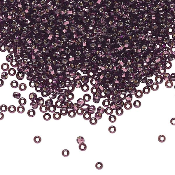 Seed bead, Preciosa Ornela Czech glass, pkg/50g, #11 rocaille, transparent silver-lined amethyst, (27060). image number 0