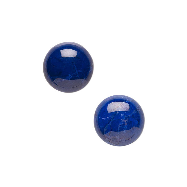 Cabochon, howlite (dyed), lapis blue, 12mm calibrated round, B grade, Mohs hardness 3 to 3-1/2. Sold per pkg of 6. image number 0