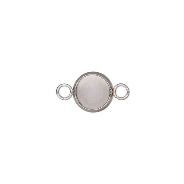 Link, stainless steel, 10mm round with 8mm round setting. Sold per pkg of 4. image number 0