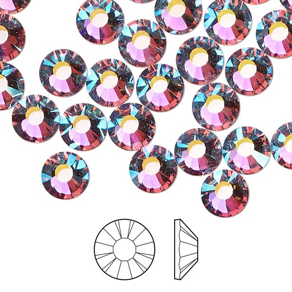 Flat back 12pk mesmera AB foil back, Preciosa MAXIMA Czech crystal rhinestone 7.0-7.3mm chaton rose round SS34 image number 0