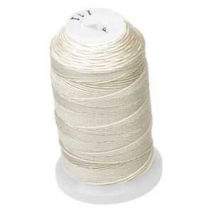 Thread, Purely Silk™, 3-ply, ecru, size F. Sold per 140-yard spool.