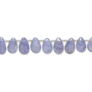 Tanzanite 1pkg17, hand-cut top-drilled puffed teardrop bead 5x4mm-8x5mm