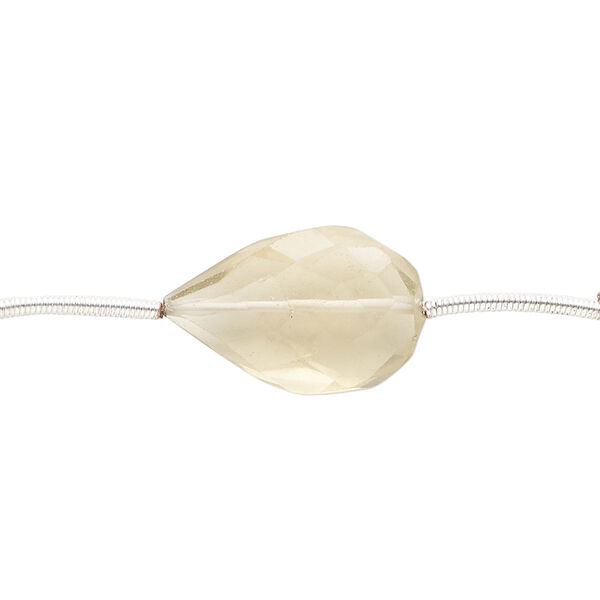 Bead, smoky quartz (heated / irradiated), light, 18x13mm-22x17mm faceted puffed teardrop, C+ grade, Mohs hardness 7. Sold per pkg of 6. image number 0