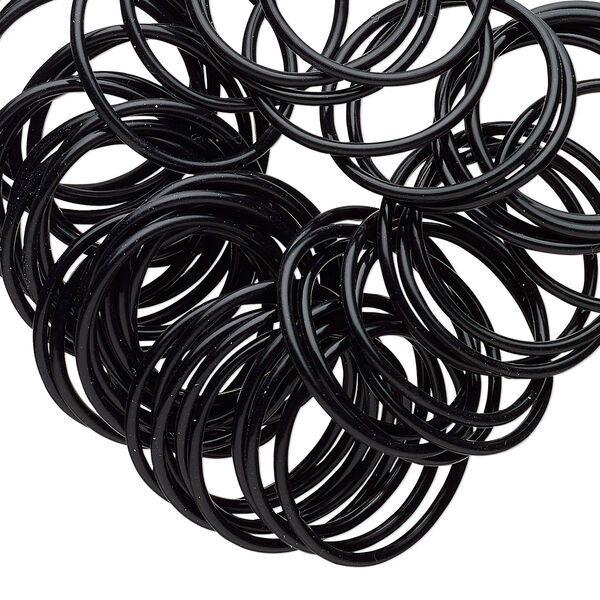 Component, Oh! Ring™, silicone, black, 25mm round. Sold per pkg of 50. image number 0