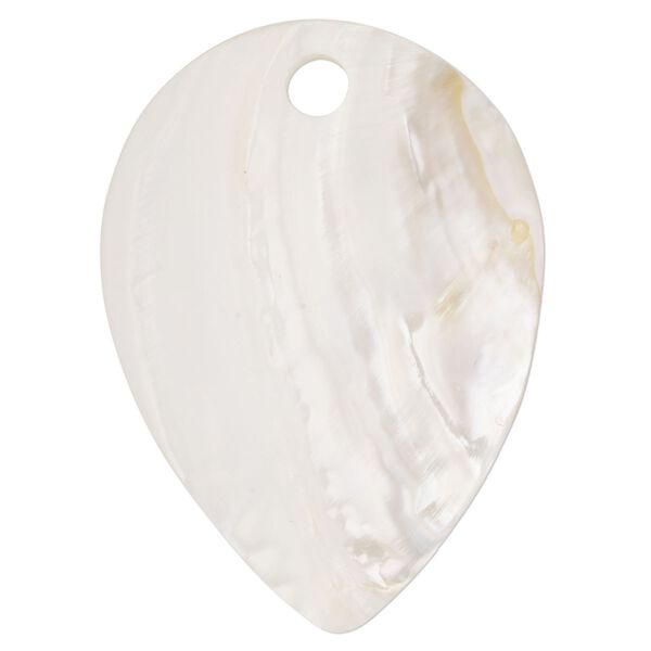 Focal, blister pearl shell (bleached), 3-1/2 x 2-1/2-inch domed leaf, Mohs hardness 3-1/2. Sold individually. image number 0