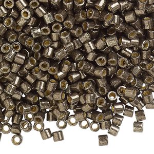 Seed bead, Delica®, glass, pkg/250g, #8 round, Duracoat® opaque galvanized pewter (DBL-1852).
