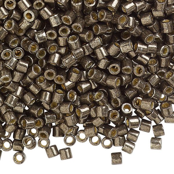 Seed bead, Delica®, glass, pkg/250g, #8 round, Duracoat® opaque galvanized pewter (DBL-1852). image number 0