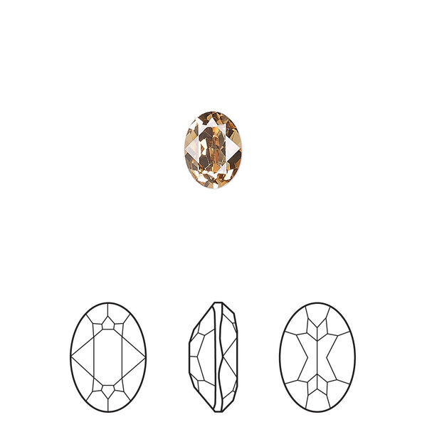 Fancy stone 4pk light Colorado topaz foil back, Crystal Passions® 8x6mm oval 4120 image number 0