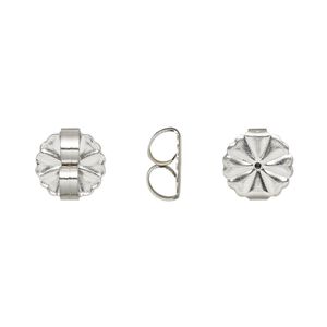Earnut 1pkg40, 9.5mm round flower, stainless steel 20 pair