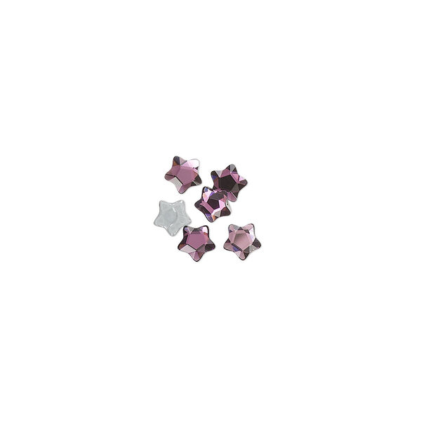 Flat back 6pk iris foil back, Crystal Passions® hotfix rhinestone 4mm star flower 3754 image number 0