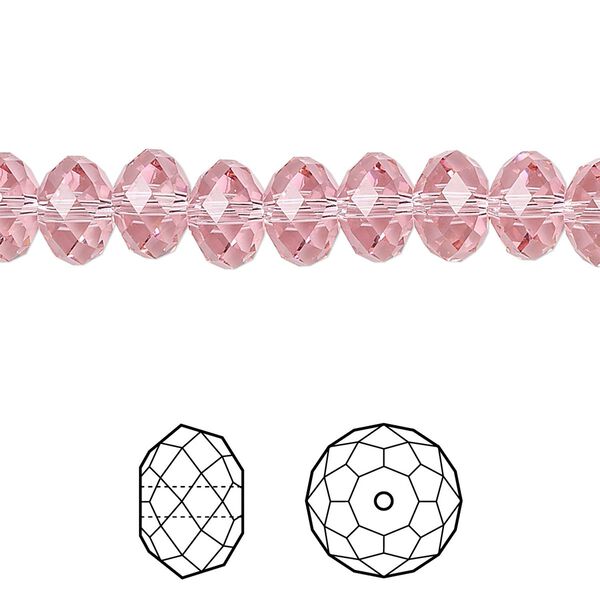 Bead 12pk light rose, Crystal Passions® 8x6mm rondelle 5040 image number 0