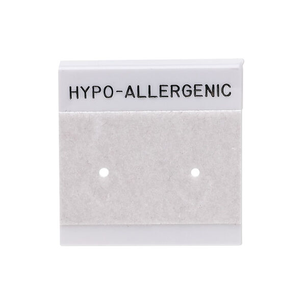 Earring card, flocked plastic, grey and black, 1x1-inch square with "HYPO-ALLERGENIC." Sold per pkg of 100. image number 0