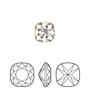 Fancy stone 2pk crystal honey foil back, Preciosa MAXIMA Czech crystal rhinestone 10mm cushion square