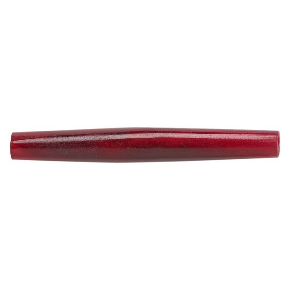 Bead, horn (dyed), red, 65x6mm-65x8mm hand-cut hairpipe, Mohs hardness 2-1/2. Sold per pkg of 24. image number 0