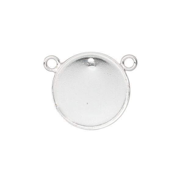 Connector, sterling silver, 19mm round with 18mm bezel cup setting. Sold individually. image number 0