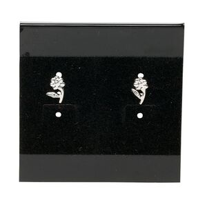 Earring card, flocked plastic, black, 2x2-inch square. Sold per pkg of 25.