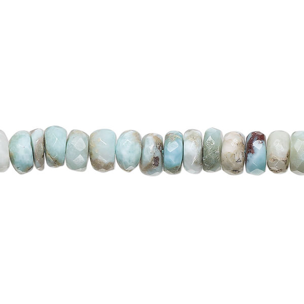 Larimar 1pkg1, hand-cut faceted rondelle bead natural 13 inch 5x3mm-7x5mm image number 0