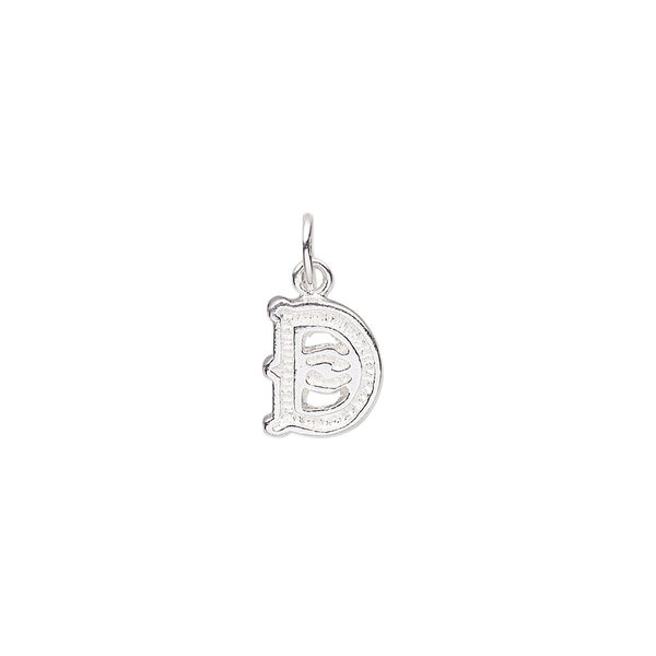 Charm, sterling silver, 9x8mm fancy block alphabet letter "D." Sold individually. image number 0