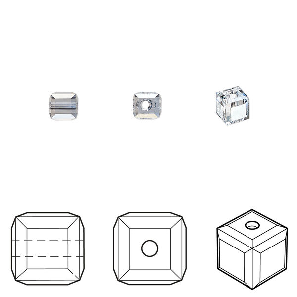 Bead 12pk crystal blue shade, Crystal Passions® 4mm cube 5601 image number 0