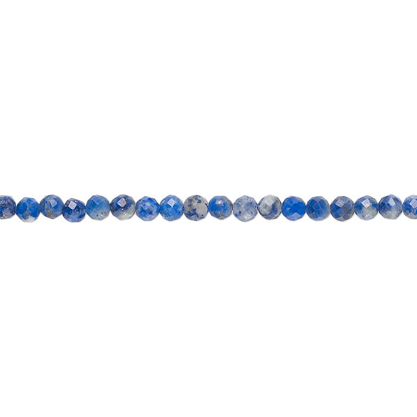 Bead, lapis lazuli (natural), 3mm hand-cut faceted round, B grade, Mohs hardness 5-6. Sold per 12-inch strand, approximately 117 beads. image number 0