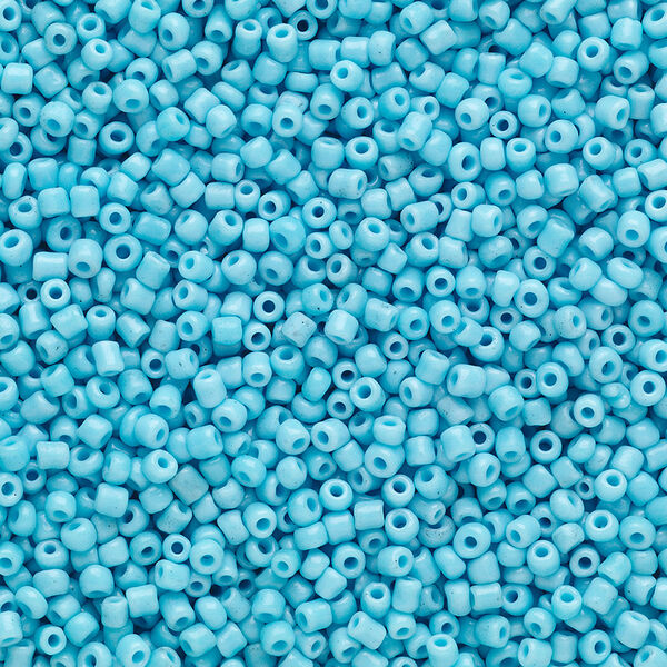 Seed bead, Ming Tree™, glass, pkg/1 pound, #11 round, opaque turquoise blue. image number 0