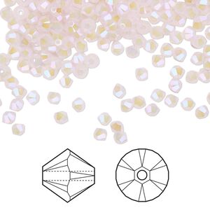 Bead 144pk rose water opal shimmer 2X, Crystal Passions® 3mm bicone 5328