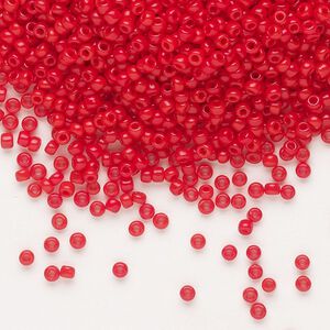 Seed bead, Dyna-Mites™, glass, pkg/40g, #11 round, opaque red, (735 11/0 RR).
