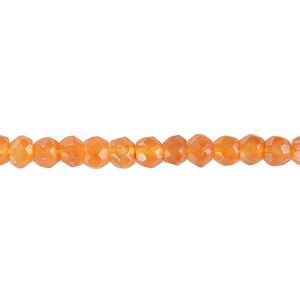 Carnelian 1pkg1, hand-cut faceted round bead 14 inch 5-6mm