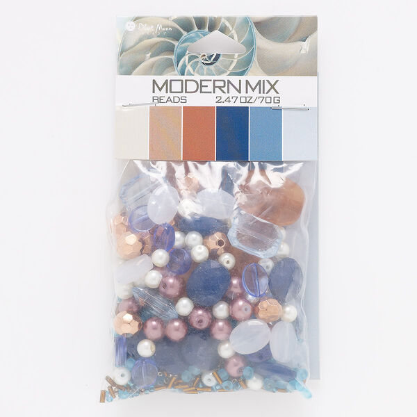 Seed bead mix, acrylic, pkg/70g, 10/0-24x18mm mixed shapes, opaque to transparent ccb mixed colors. image number 0